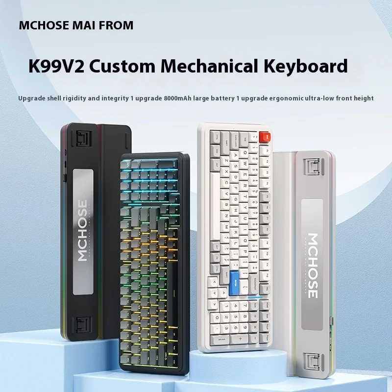 

MCHOSE K99 V2 Механическая клавиатура Беспроводная трехрежимная 8000 мАч 2,4G RGB с горячей заменой Пользовательский киберспортивный геймер для ПК Аксессуары Подарок
