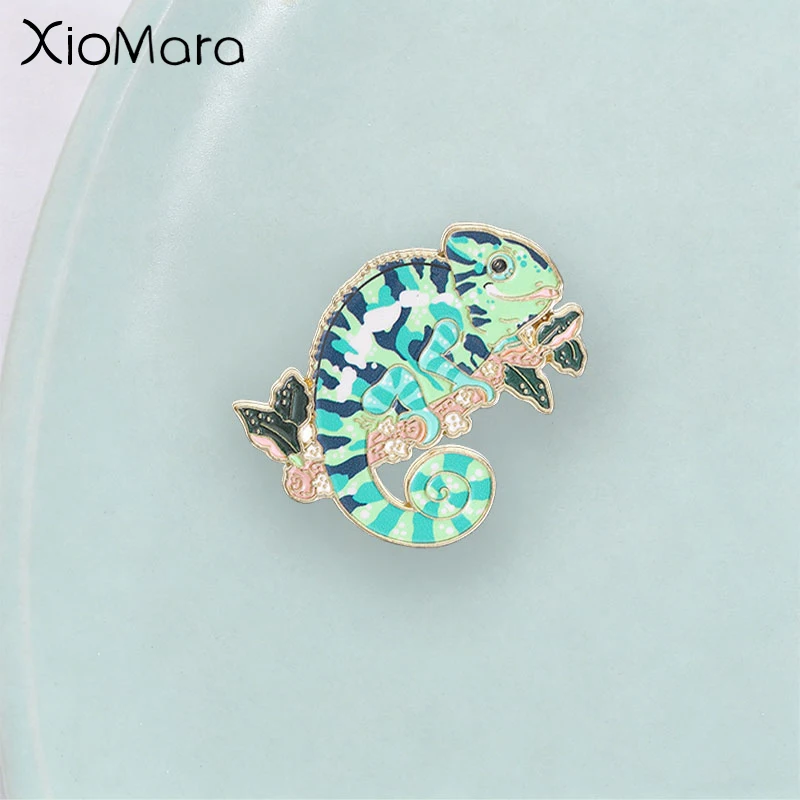 Colorful Chameleon Enamel Pin, Floral Branch Lizard Reptile Animal Badge, Fashion Accessory, Gift for Reptile & Nature Lovers