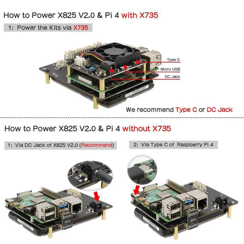 X825 V2.0 Storage Expansion Board for Raspberry Pi 4B X825 NAS 2.5-Inch SATA Hard Disk SSD Drive Expansion Board