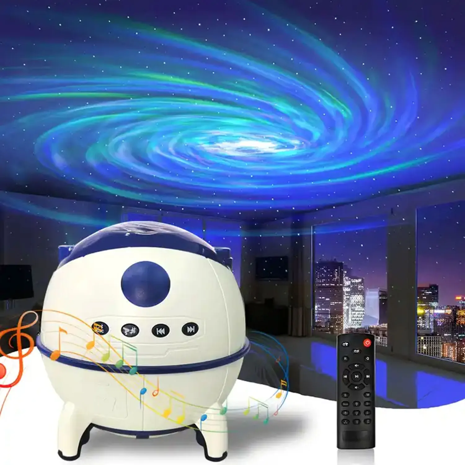 Lampe étoile créative de bureau Bluetooth sans fil Aurora Borealis, capsule spatiale, mini haut-parleur portable, lampe de budgétaire d'astronome