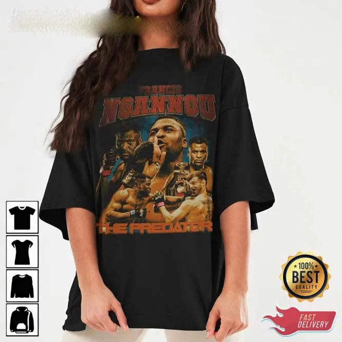 تي شيرت كلاسيكي Francis Ngannou Fighter Predator مقاس S-4XL