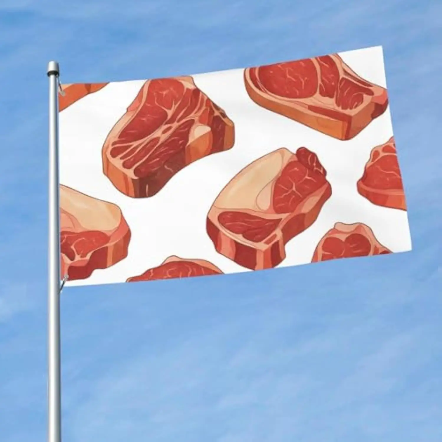 Meat Steaks Pattern Flag Outdoor Yard Garden Holiday Decoration Banner Sign