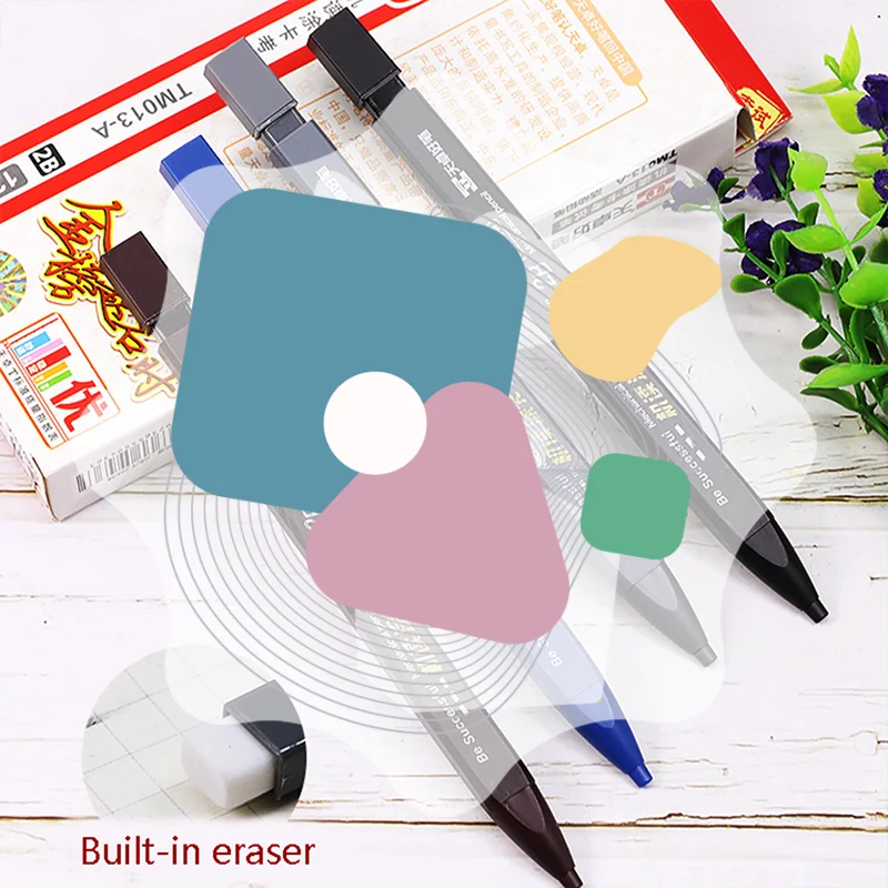 

Thick Flat Head Mechanical Pencil Drawing 2B with Refills Pencil Office Supplies Writing Automatic Office School Supplies