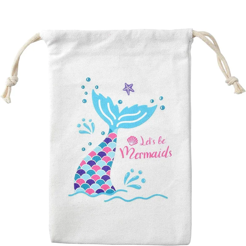 5pcs Mermaid Party gift Bags Under The Sea Ocean pool kid Girl first 1st 2nd 3rd 4th 5th Birthday Baby Shower decoration Favor