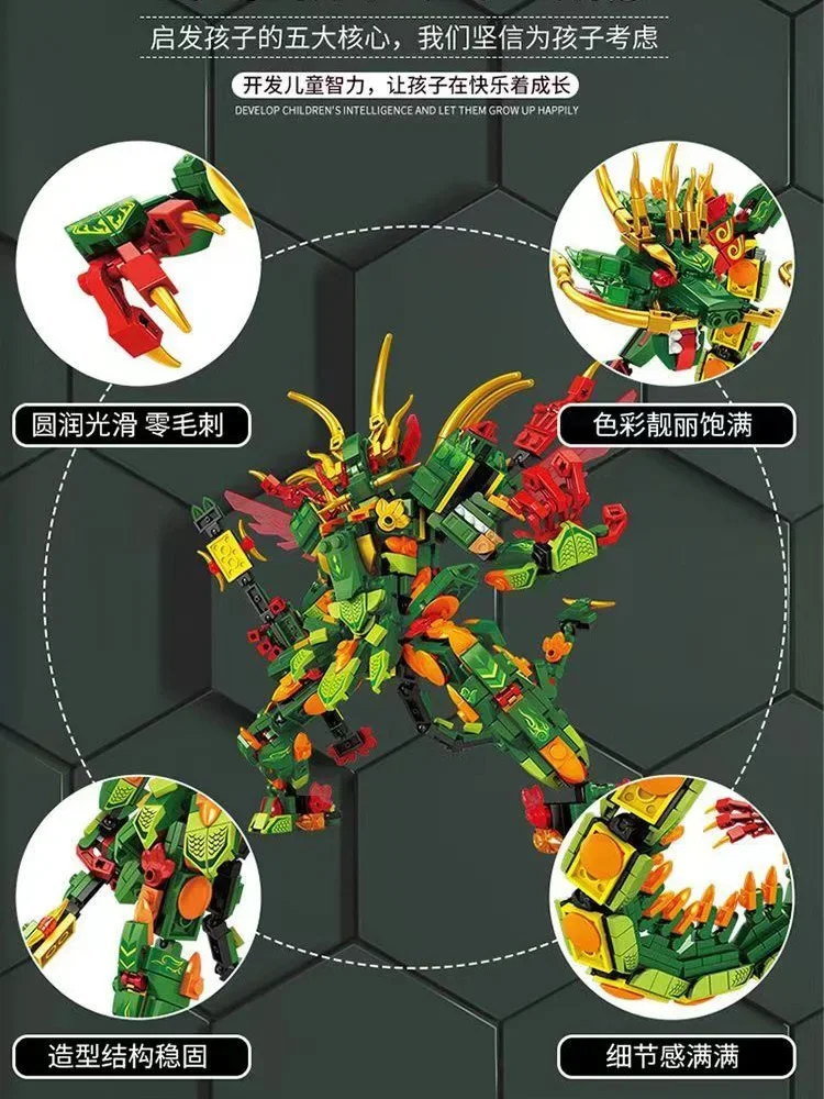 ในสต็อกครอบงําโบราณ Qinglong Suzaku Mecha หุ่นยนต์ใหม่ประกอบของเล่นเด็กบล็อกอาคารการศึกษาเด็กของขวัญ