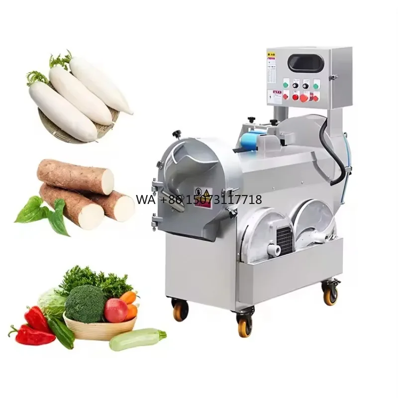 Cortadora de verduras comercial de 100-500 kg/h, cortadora de patatas y pepino, zanahoria, cortadora de verduras eléctrica para puerros