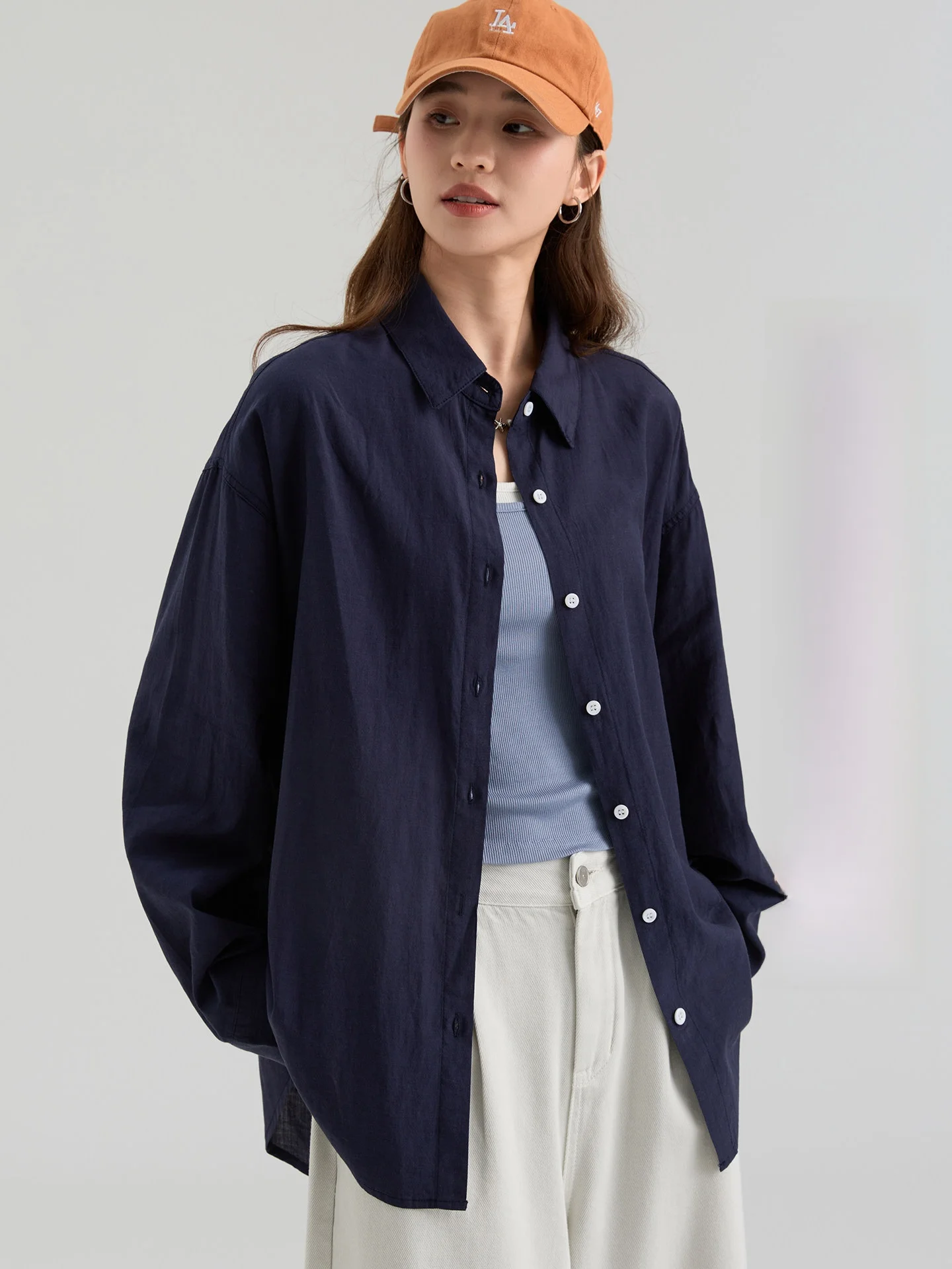 

Loose Fit Long Sleeve Women's Shirt Drawwind2026 Summer New Style Korean Style round Neck Sun Protection Air Conditioning Cot...