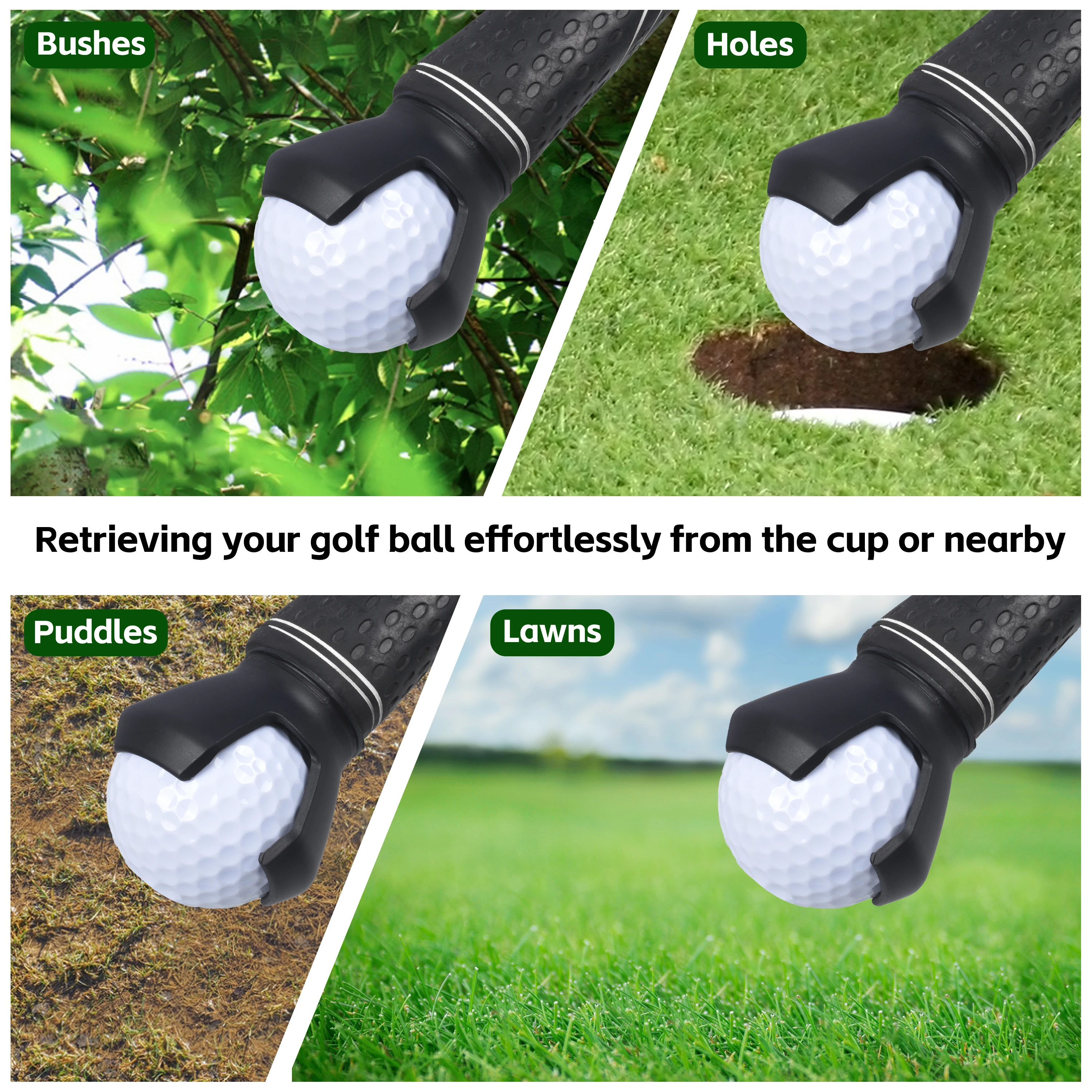 Portable Golf Ball Picker, Manual Ball Picking Tool, Three Claw Design, Easy Installation, Golf Ball Picker