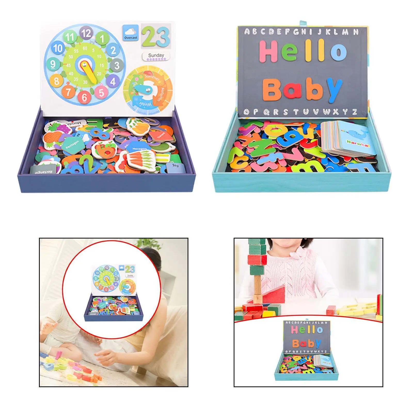 Wooden Puzzle Board Toy Multicolor Language Training Thinking Training Toy with Box Preschool Toy for Boys Girls Christmas Gift