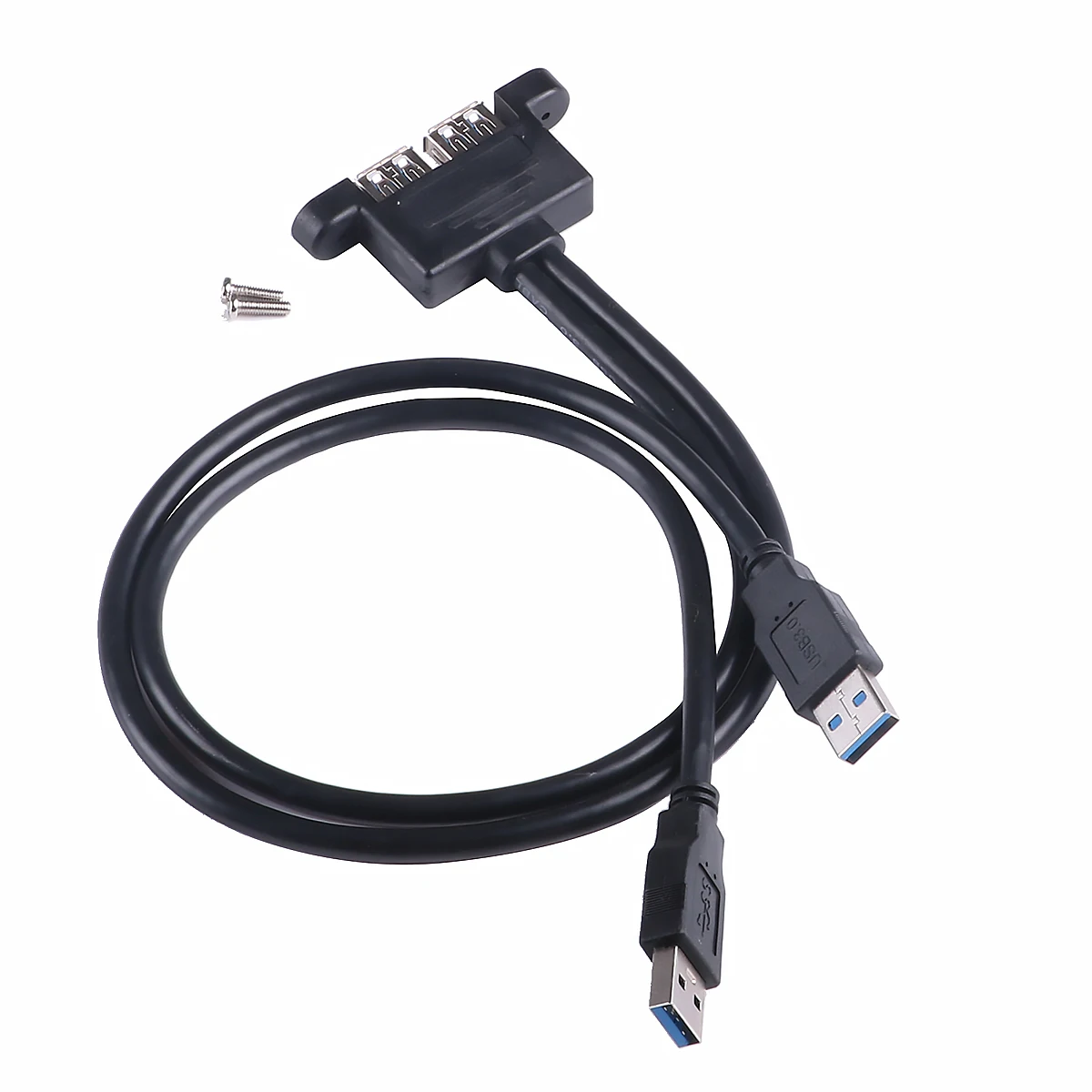 

2 Port USB 3.0 Cable Type A Extension Code Male to Female Adapter, Extension Cable 30cm with Screw Panel Mount Holes