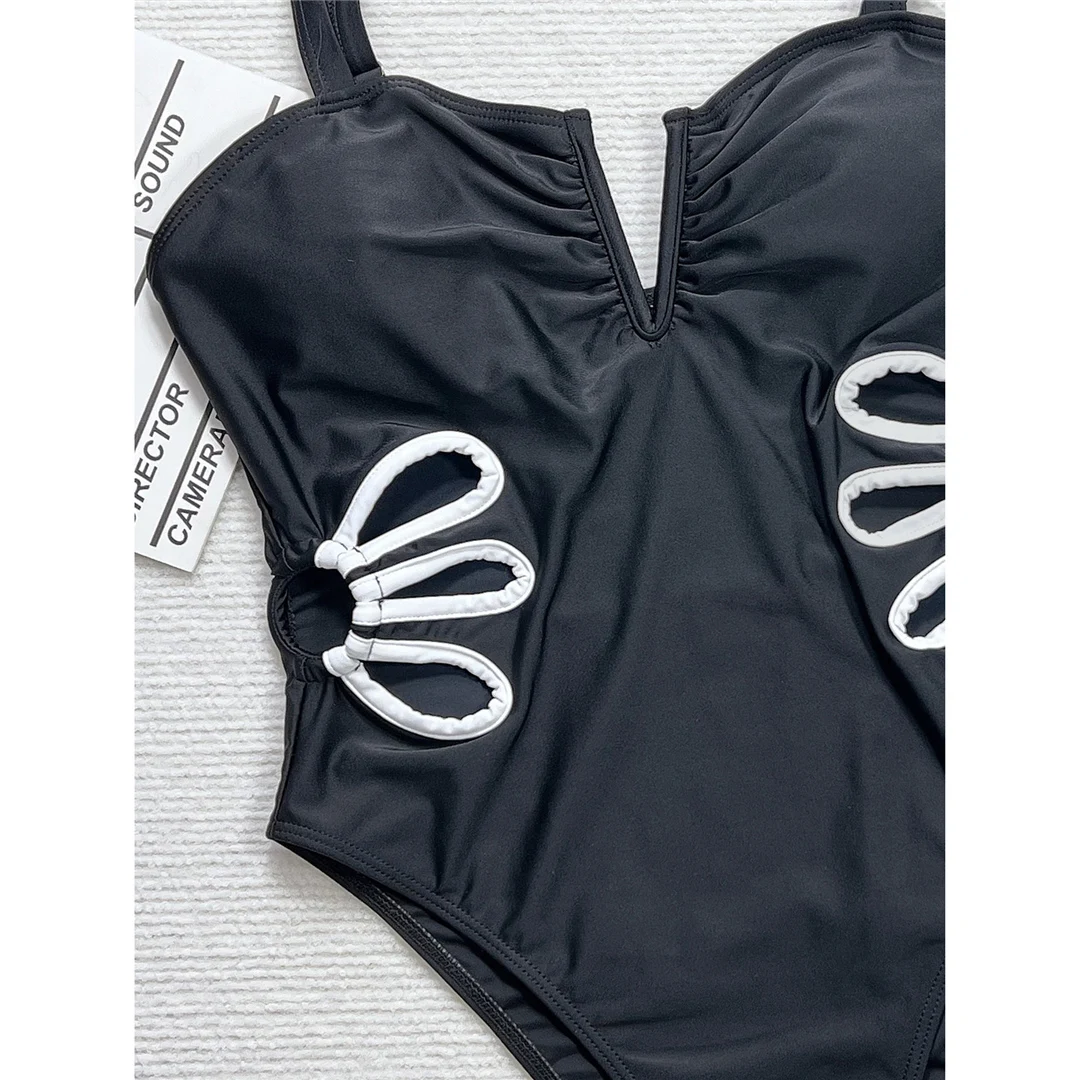 Neuer, sexy Badeanzug mit hohem Beinausschnitt und V-förmigem Ausschnitt, einteiliger Badeanzug für Damen, Monokini mit Polsterung, Badebekleidung, Badeanzug, Modell V6054. – Detail 17