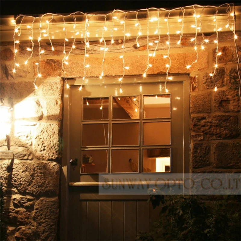 Christmas Lights Outdoor Decoration 5 meter Droop 0.3-0.5m Led Curtain Icicle String Lights New Year Wedding Party Garland Light