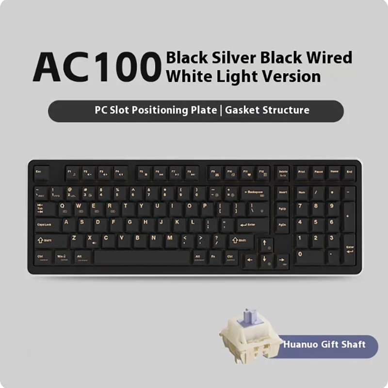 AJAZZ AK100 MAX Mechanische Gaming-Tastatur im keltischen Design, 98 Tasten, drei Verbindungsmodi, LDG-Farbdisplay, Gasket-Struktur, 5-lagige Schalldämpfung, Gehäuse aus reinem Aluminium, geschmeidige