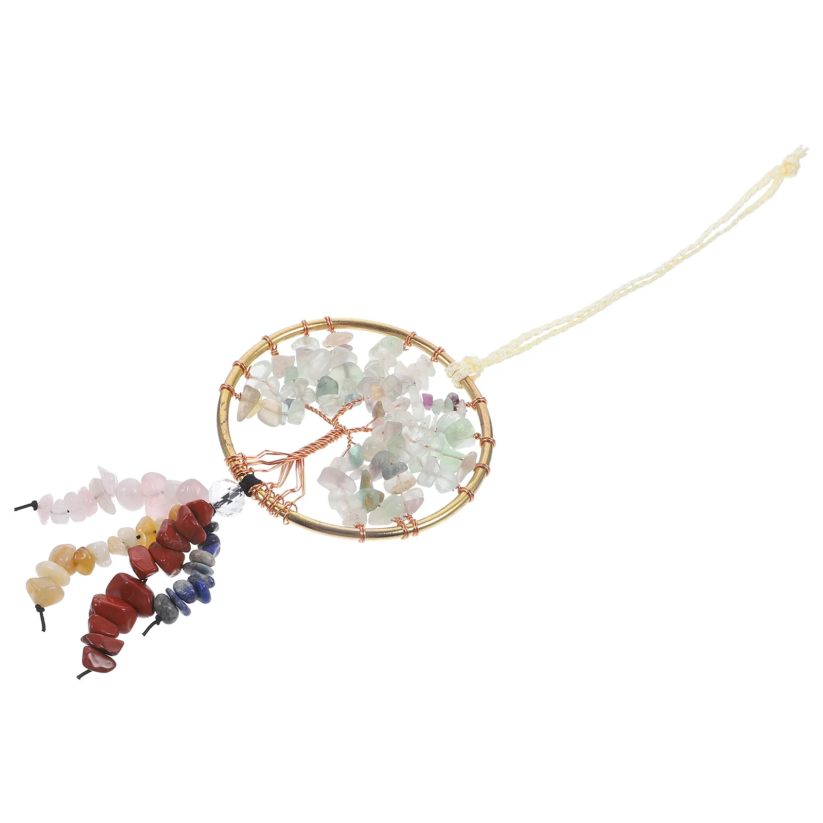 

Life Tree Car Hanging Ornament Stone Rear View Mirror Pendant Car Interior Hanging Decor Creative Crystal Sun Catcher