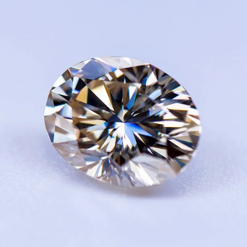 Moissanite Stone Oval Cut Primary Color Tea Yellow Lab Created Gemstone Diamond Jewelry Making Materials with  GRA Certificate