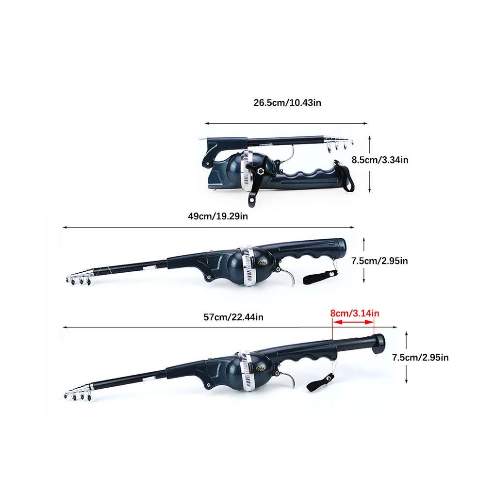 Wędka teleskopowa wędka podróżna ryba składana przenośna żywica odpinana sprzęt do połowu okoni czarny akcesoria