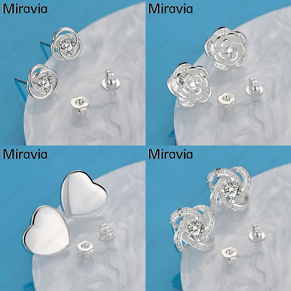 

Miravia 925 Sterling Silver Rose Earrings Women Charm Fashion Engagement Holiday Gift Jewelry