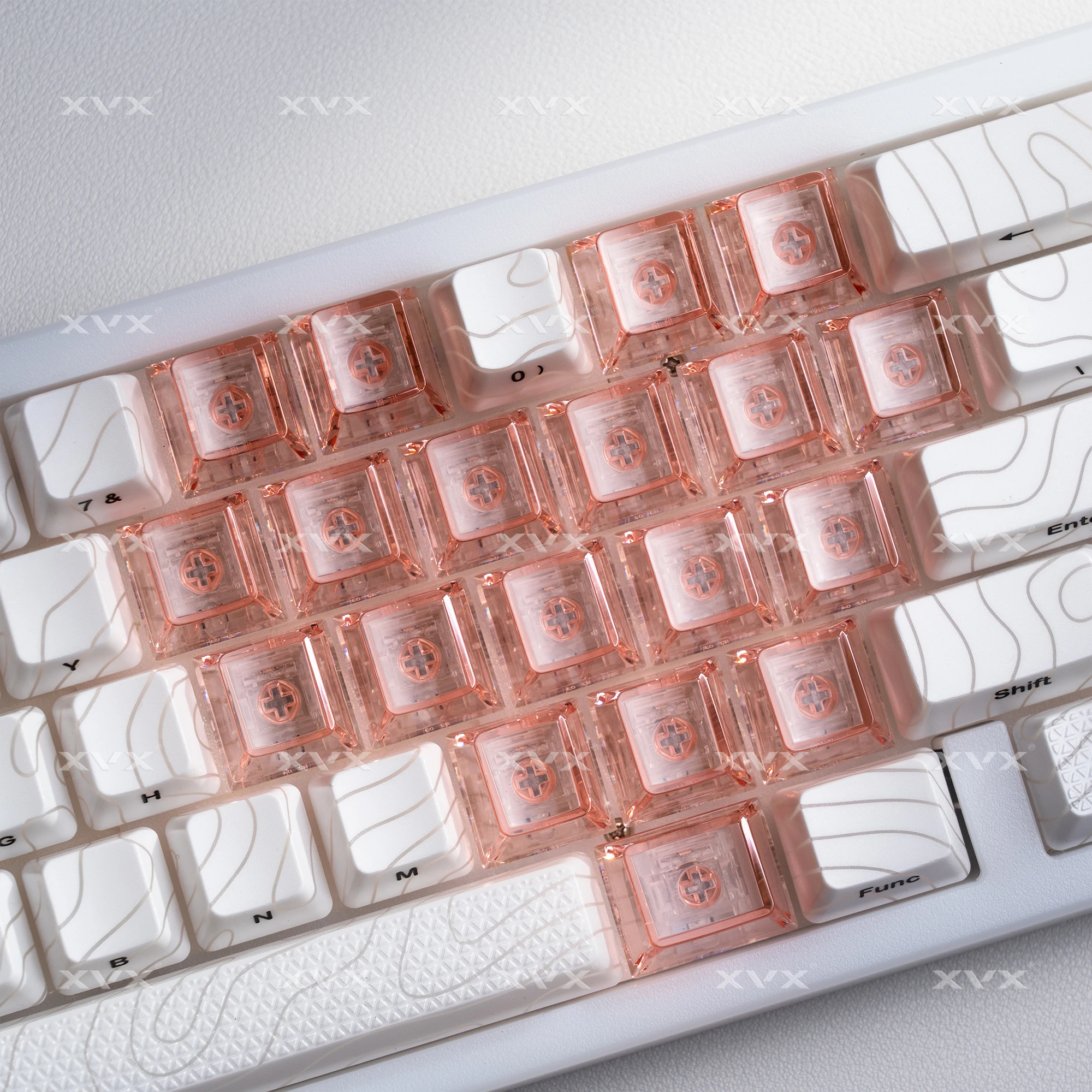 XVX Transparent Heart Keycap PC Keycaps For Gaming Mechanical Keyboard MX Switch Light Through Pink White Blue Black Red Heart