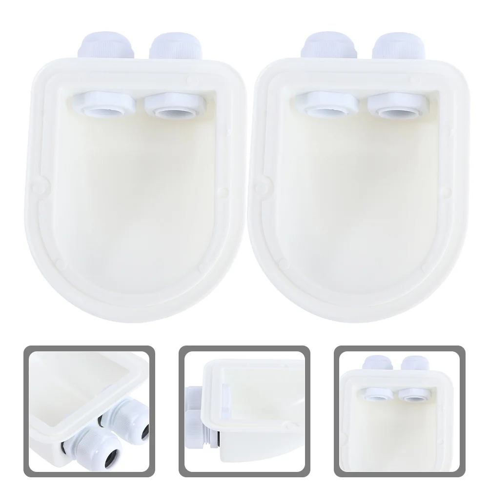 

2pcs Solar Cable Entry Gland Abs Plastic Dual Hole Splashproof For Rv Boat Cabin Marine Use Cable Glands Wiring Waterproof