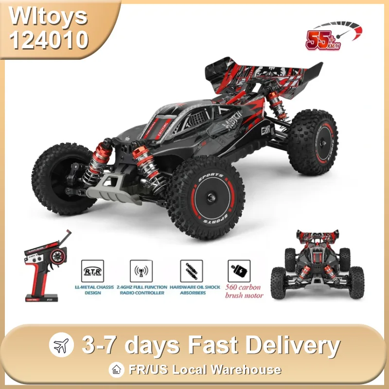 WLtoys 124010 1/12 2.4G Remote Control Car 4WD Off-road Racing Drift Truck 55KM/H High Speed RC Cars Professional Toy Vehicle