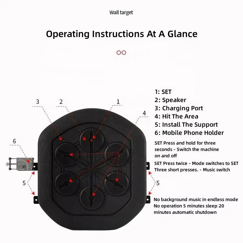 2026 Wall Mount Home Fitness Sports Equipment Electronic Rhythm Reaction Multi Target Boxing Smart Music Training Machine