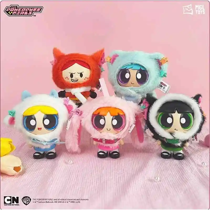 Original Toptoy The Powerpuff Girls Cape Cross-Dressing Doll Blind Box Doll Plush Vinyl Doll Backpack Pendant Key Rings/Chains