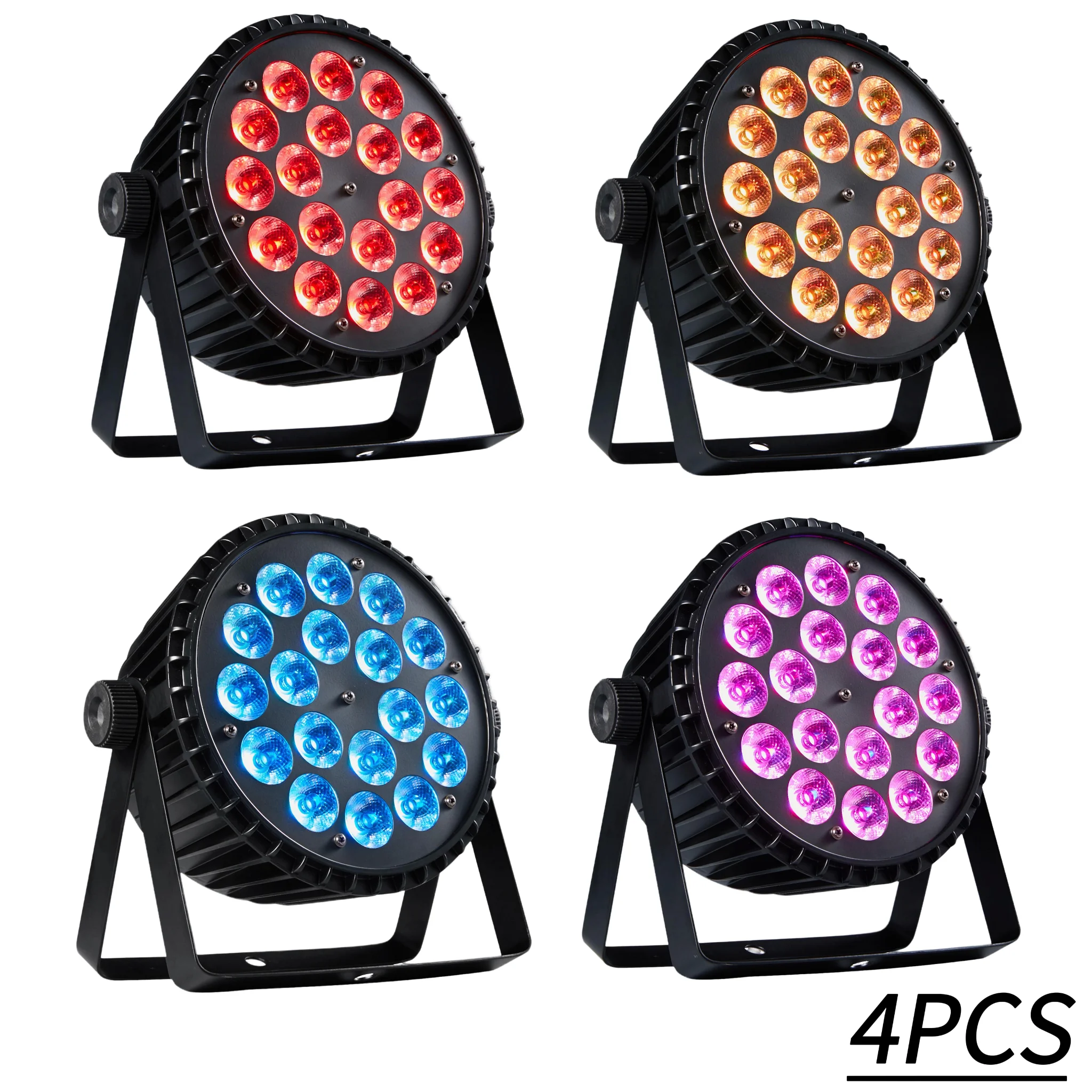 4 projecteurs LED PAR 180W 4 en 1 RGBW DMX, éclairage de scène plat, effet lumineux pour DJ, discothèque, fête, bar, mariage, spectacle