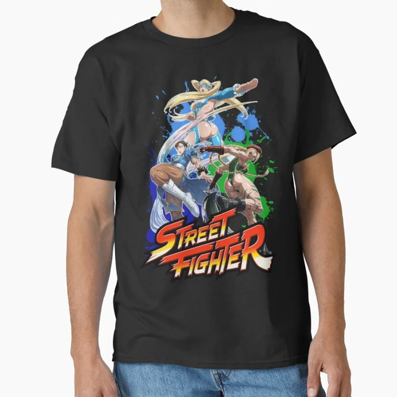 

Street Fighter Girls Vintage Fighting Video game Gift T shirt for man Large size Tops Retro Mixed martial arts Graphic Clothes