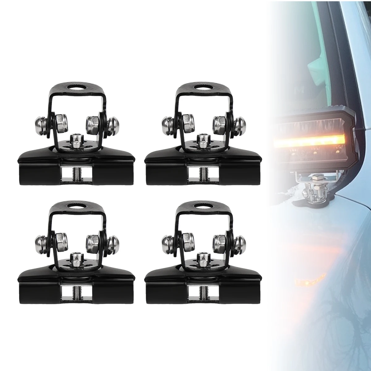 Stainless Steel Universal Car Auto A-Pillar Hood LED Work Light Bracket Holder Clamp Engine Cover Lamp Bar Mounting Clamp