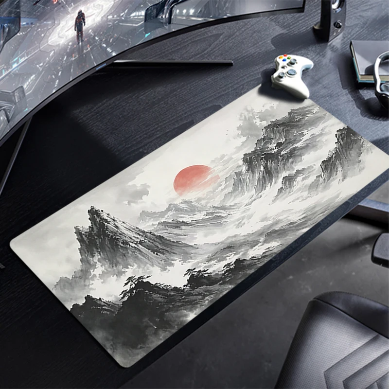 Mouse Pad Ink Landscape Painting Professional eSports Game Players Speed Lock Edge Rubber Game Desk Mousepad Keyboard Mat