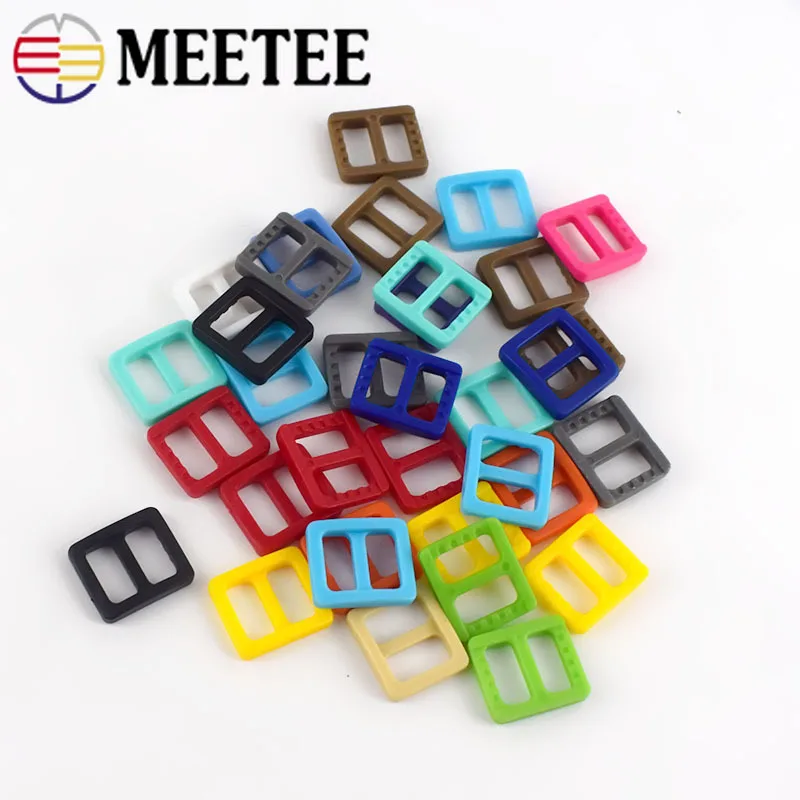 50/100Pcs 10mm Plastic Buckles for Backpack Strap Slider Tri-Glide Adjustable Buckle Dog Collar Clasp Loops DIY Bag Accessories