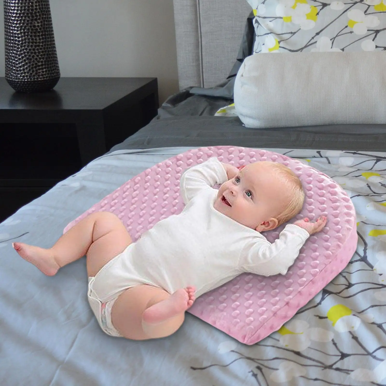 Baby Bed Wedge Pillow for Newborn Reflux Incline Cushion Breastfeeding Support Side Sleeper Toddler Pillow with Washable Cover