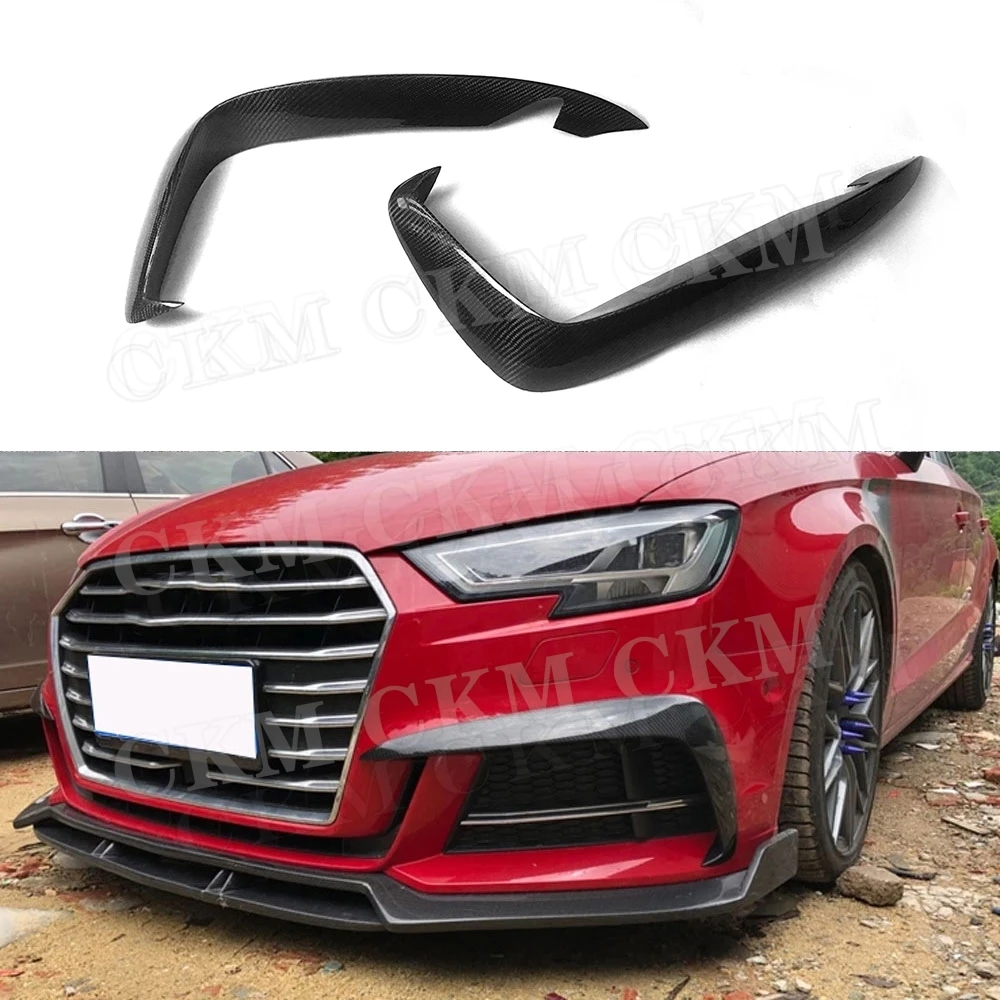 

Угловые разделители передних противотуманных фар из углеродного волокна, накладки для Audi S3 A3 Sline Sedan 2017-2019, полоски для противотуманных фар, накладка на веки, кузов