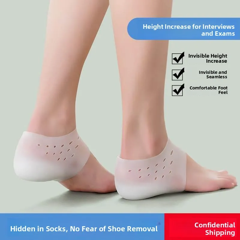 Height Increasing Silicone Insoles Unisex Invisible 5cm Heel Half Pad Soft Socks Bio-mimic Comfortable Popular Heightening Tool