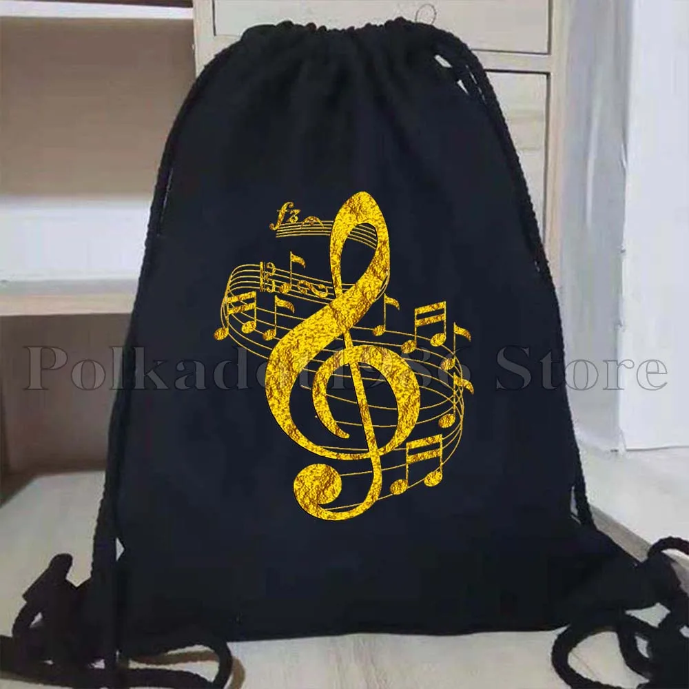 Music Lover Guitar Colorful Floral Treble Clef Music Notes Cute Gifts Drawstring Bags Soccer Backpack Gym Sackpack String Bag