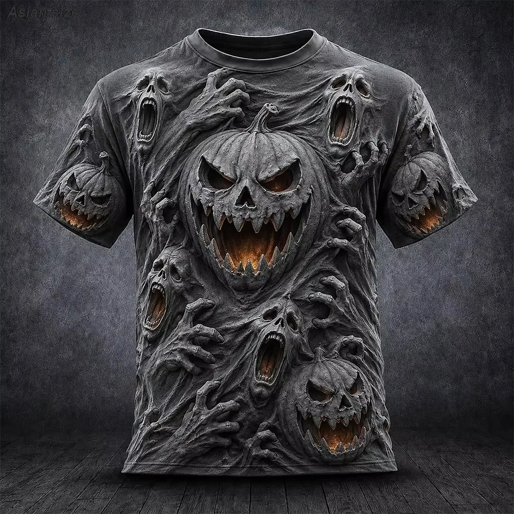 Halloween Scary Pumpkin Design Quickdry Breath 3DPrint Sport MenT-shirt Outdoor Street Casual Fashion Party Cosplay Summer Cloth