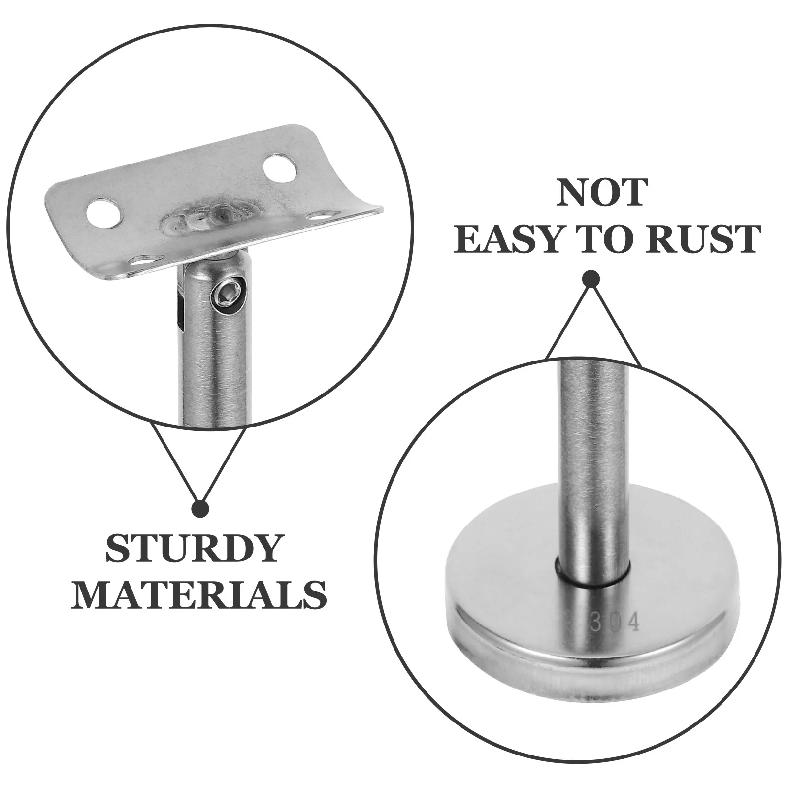 Stainless Steel 304 Wall Mounted Handrail Bracket,Straight Type 100mm Adjustable Support Holder for Indoor Stairs,Sturdy Railing