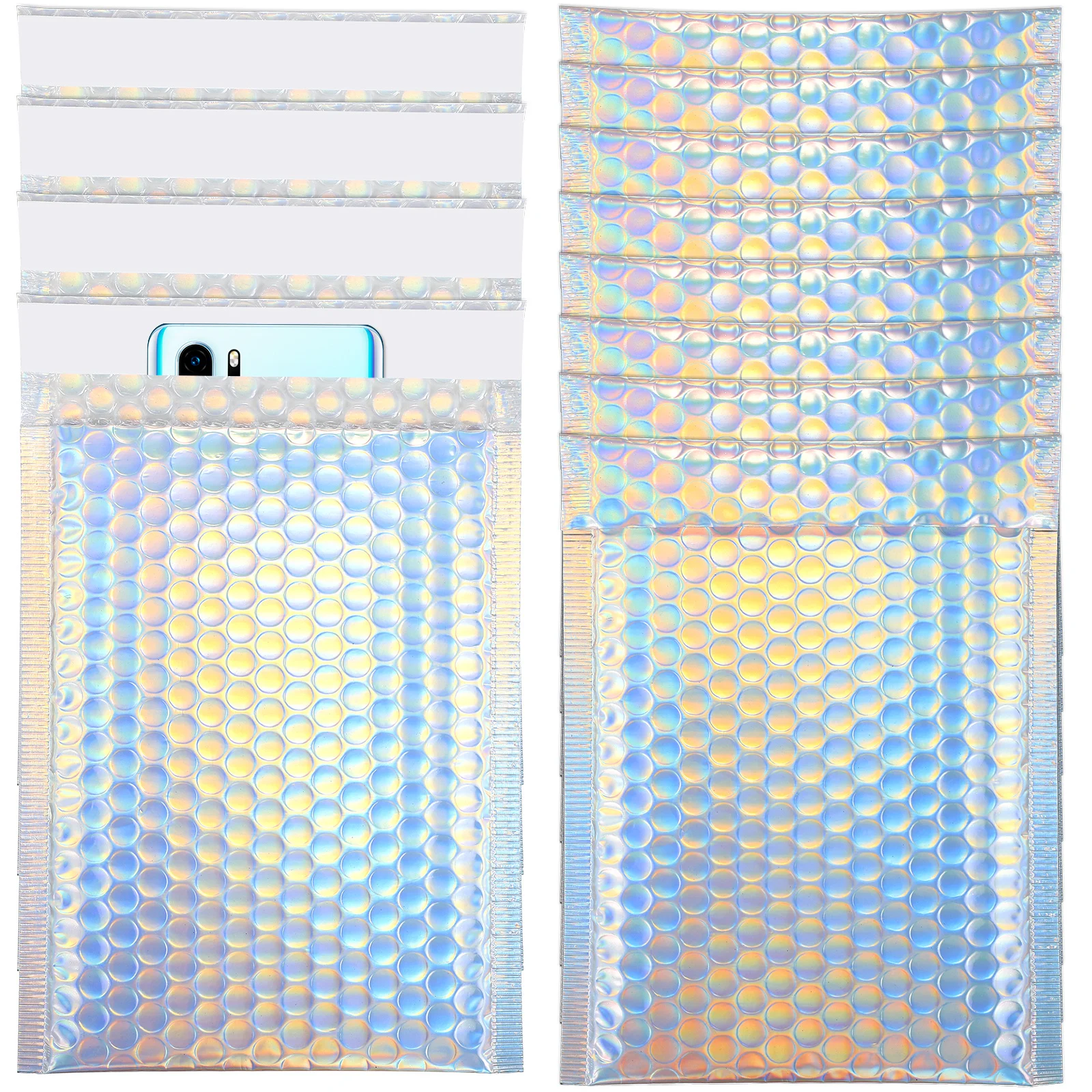 12Pcs Kantong Pengiriman Gelembung Perekat Mandiri untuk Kemasan Bisnis Kartu Casing Ponsel Bubble Mailer