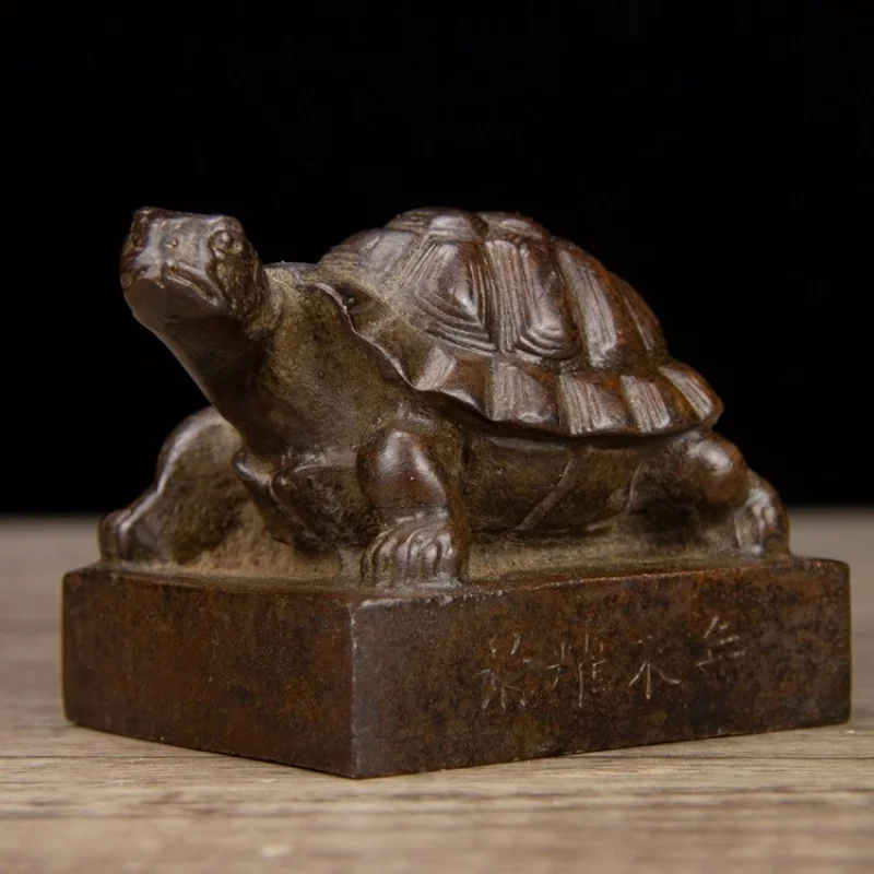

Antique Curios Miscellaneous Collection Old Bronze Seal Longevity Turtle Seal Ornament Vintage Old Object Guaranteed Old Collect