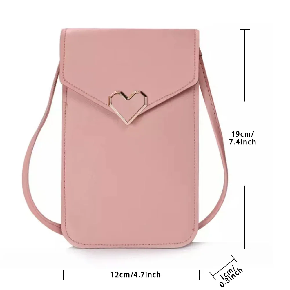 Bolso cruzado de piel sintética para mujer, cartera de mano con pantalla táctil, monedero