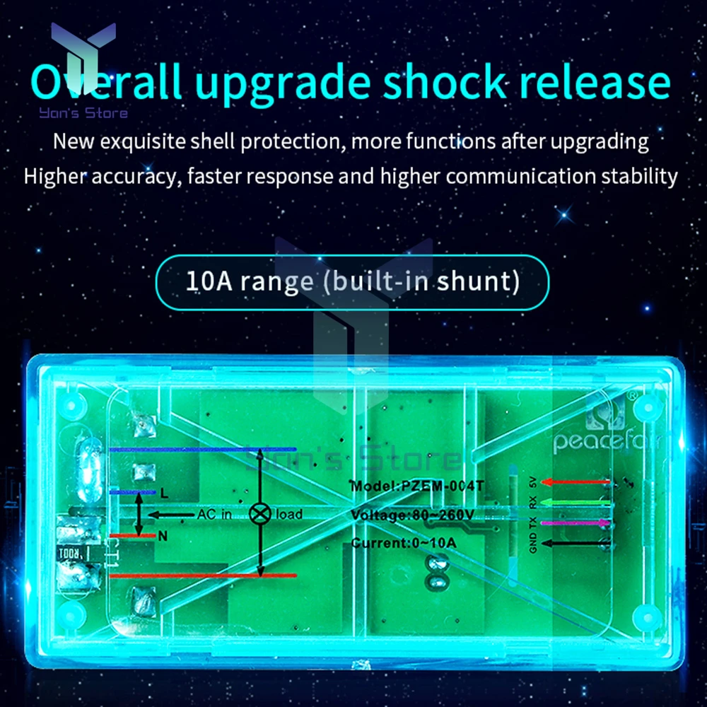 10A/100A AC Voltage Current Test Module AC 80~260V TLL to USB Cable Multi-function Current Voltage Tester Communication Box