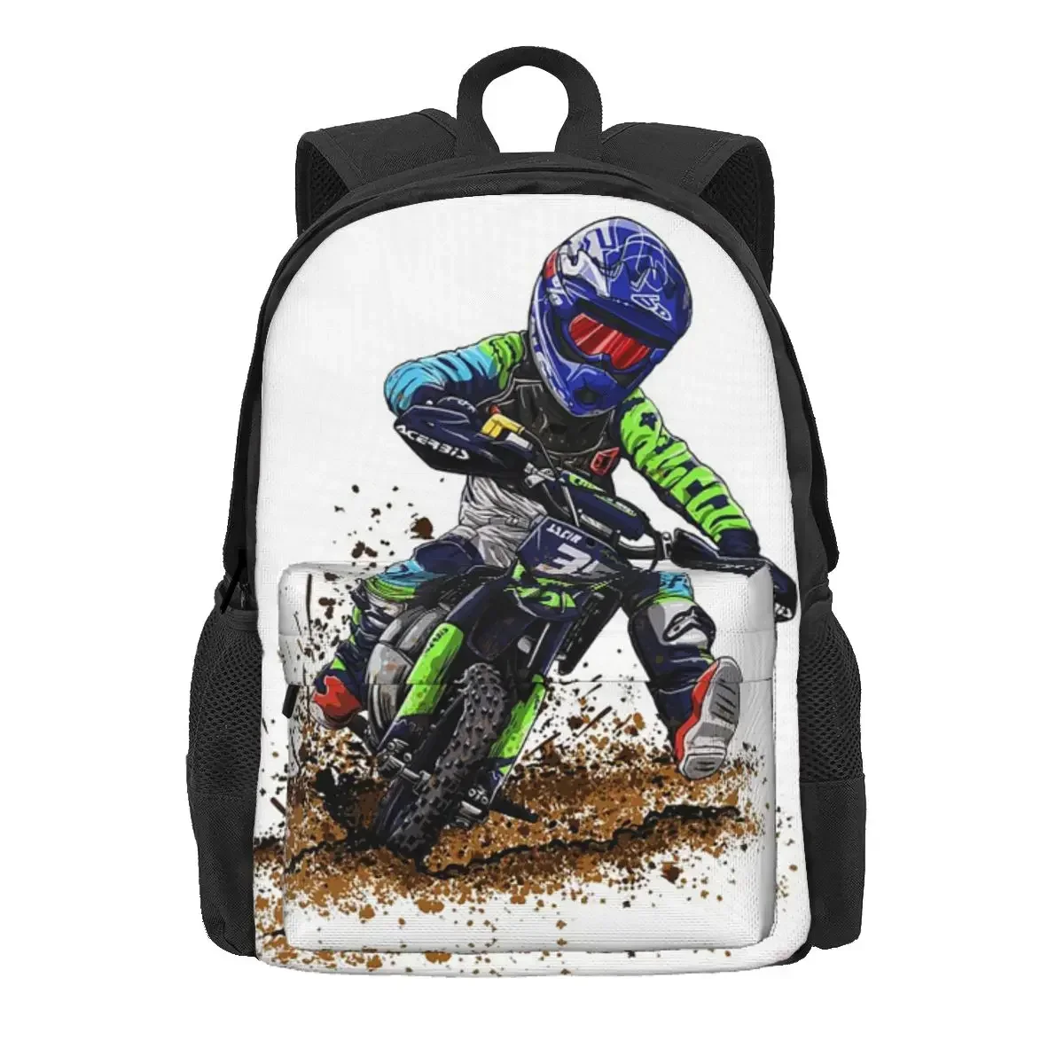 Motocross Dirt Bike Studios MX Rider 35 Backpack Daypack Large Capacity Kids BookBag School Bag Shoulder Bags for Men Women