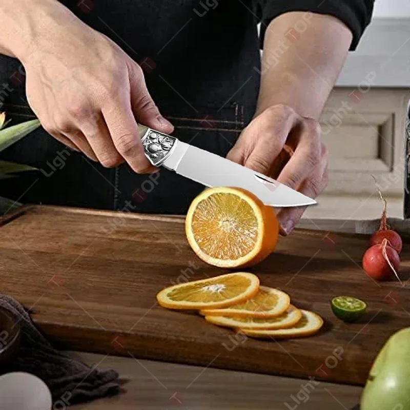 WXCOO Folding Pocket Knives Stainless Stainless Folding Knife for Fruit Lemon Paring Knife with Resin/Wood Handle Kitchen Tools