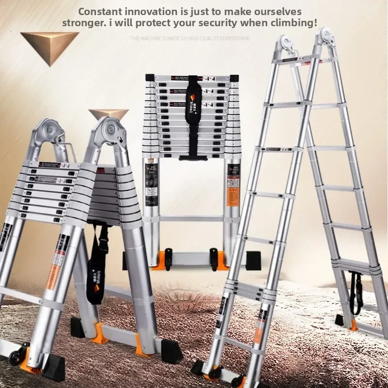 Expansion Ladder Aluminum Alloy Multifunctional Ladder All Aluminum Folding Zigzag Ladder Home Bamboo Joint Antifreeze Model