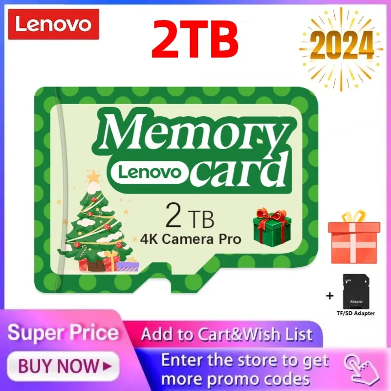 Lenovo 2 ТБ карты памяти Micro Tf SD Card V30, класс 10, SD/TF флэш-карта, Tf-карта для камеры, телефона, динамиков