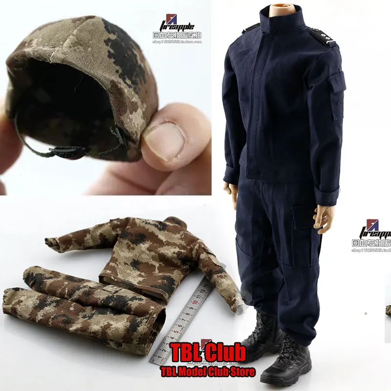 In magazzino 1/6 Set di vestiti da soldato maschile Army Camouflage Combat Uniform Camouflage Helmet Model Decor Fit 12 pollici Action Figure Body