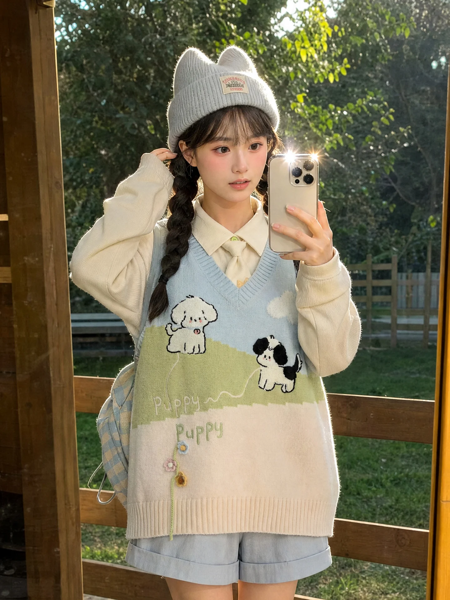 Sweet Style Knitted Vest Women's V-Neck Sleeveless Top Fashionable Layering Design Autumn Winter Fashion Youthful Trend