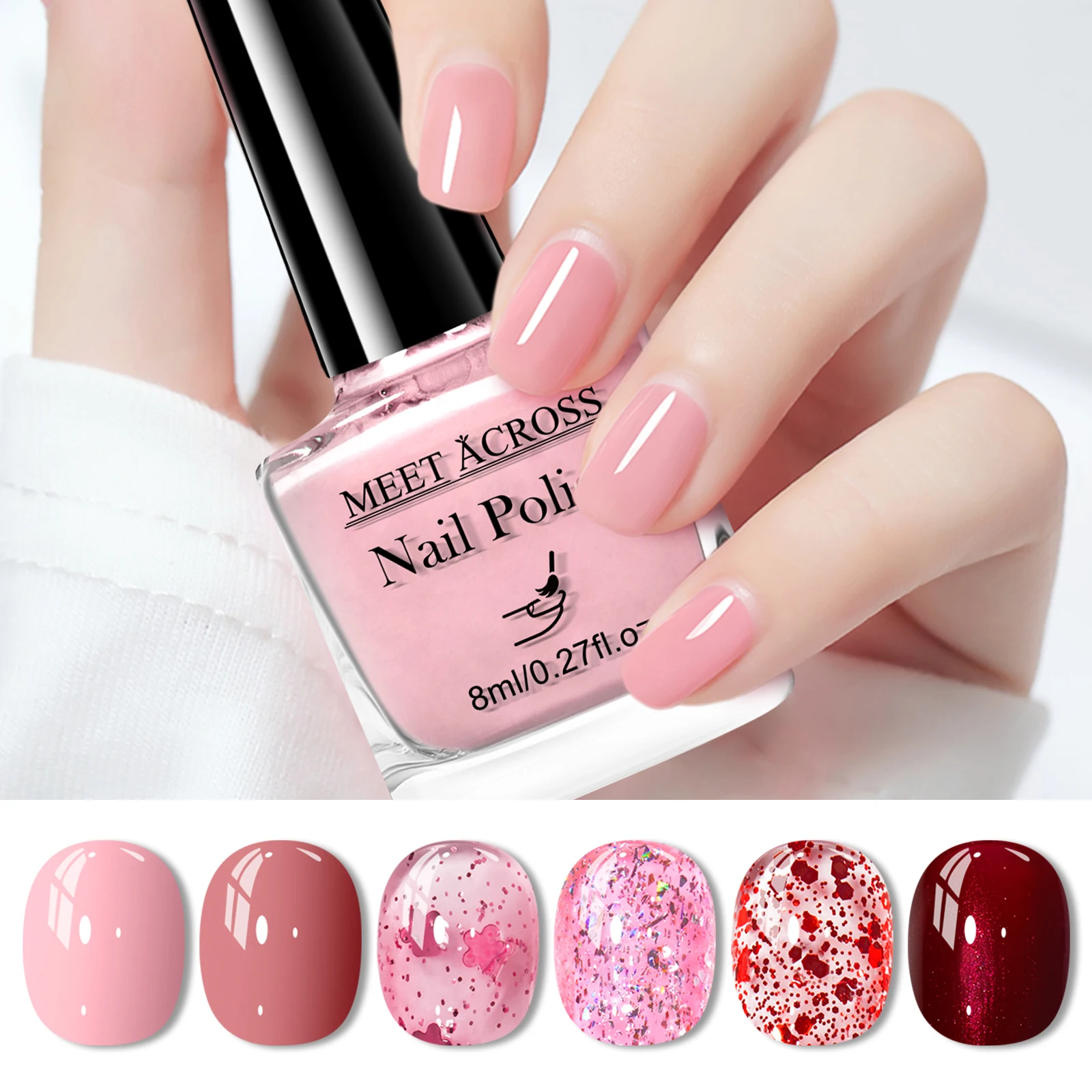 6pcs/set 8ml Water-Based Nail Polish Long Lasting Quick Drying No Need of Lamp to Cure Nail Supplies Vernis for Nails Manicure