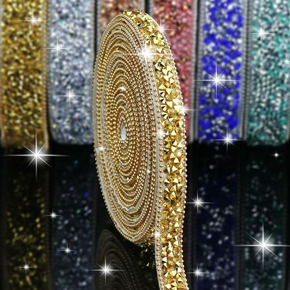 Self Adhesive Crystal Rhinestone Sticker DIY Sticker 1cm Width Diamond Ribbon Bling Crystal Crystal Roll Glitter