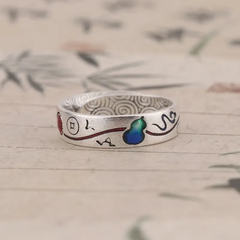 Epoxy Combination Ring for Men and Women Tianshi Rain Ear Big Dipper Index Finger Ring Fashion Taoist Zen Style Jewelry